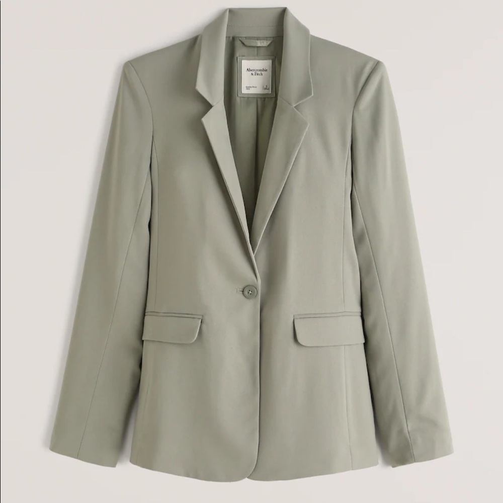 NWT! Abercrombie & Fitch Single Breasted Blazer Sage Green Size Large Crepe